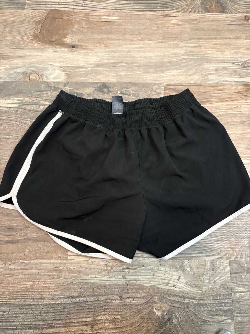 Champion Black Athletic Shorts with White Piping